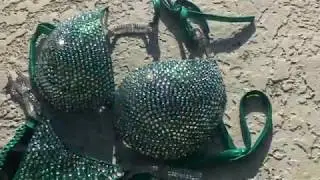 Turquoise Green Crystal Competition Bikini