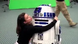 Actor Vanessa Marquez filming PINK FIVE RETURNS with R2D2!
