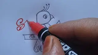 Cute bird drawing from letter 