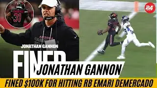 Cardinals HC Jonathan Gannon Fined $100K for Hitting RB Emari Demercado