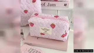 1PC Pink Strawberry Women Cosmetic Quilted Bag Portable Travel Organizer Toiletry Makeup Storage Pou