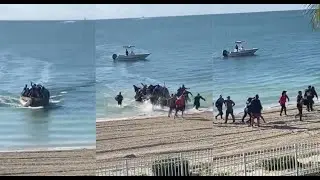 Con gritos de alegr&iacute;a desembarcan 19 balseros cubanos en Key Colony Beach, Florida