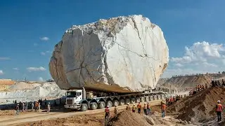 From Mountain to Factory: Marble Loading & Cutting | CAT 966F