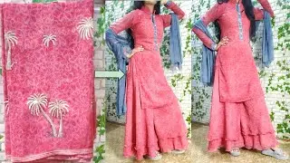 Diy How to make double layer ruffle pants in just 10 minutes #साड़ी से बनाये double layer plaza