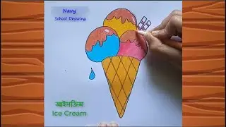 Draw Cone ice cream with the alphabet letter V / Cone Ice Cream Drawing with V / Cone Ice Cream