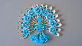 Amazing Peacock Design Door/Wall Hanging Toran - Woolen Door Hanging Making - Woolen art and craft г
