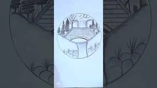 Easy Scenery Circle  drawing / Easy drawing ideas for beginners/# yt short # trending#viralshort