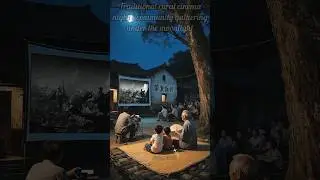 Traditional rural cinema night / community gathering under the moonlight #trending #viral #ytshorts