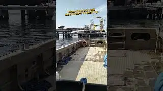 We, aboard the crew boat, transport provisions to the offshore vessel.
