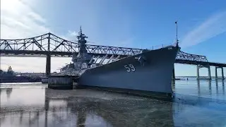 USS Massachusetts BB59 in Winter | Cinematic 4K HD Battleship Drone Flyover
