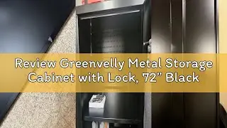 Review Greenvelly Metal Storage Cabinet with Lock, 72&rdquo; Black Garage Storage Cabinet with Doors and S