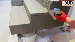 Mikrocement schody   aplikacja natryskowa  System Grigio Futura P itBUD