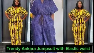 How To Cut And Sew Trendy Jumpsuit with ELASTIC Waist.(Ankara Palazzo Jumpsuit) Beginners friendly