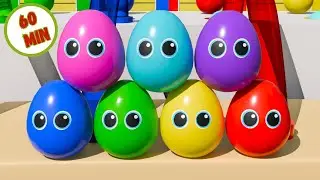 1 Hour Colorful Easter Egg Bouncing, Cars & Lulu Robot Baby Compilation