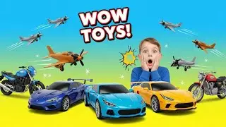 Toy Plane ✈️ Toy Car 🚗 Bike 🏍️ on Building Edge | Kids Fun Video