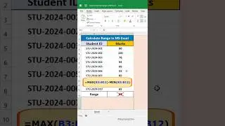Calculate Range Numbers Use MAX and MIN Function in Excel #short #excel #exceltutorial