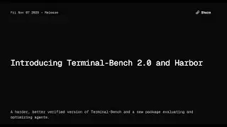 Terminal-Bench 2.0: the most impt coding agent benchmark of 2025 gets a v2! Launch + Q&A w/ founders