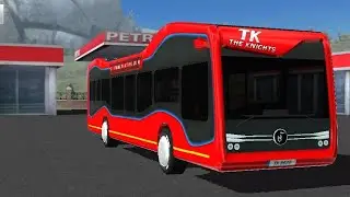Modern bus driving parking