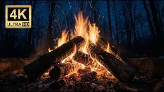 Night Campfire Sounds for Sleep 🔥 Cozy Fire ASMR (No Music, 5 Hours)