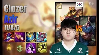 Clozer Mid Azir vs Yasuo lol KR solo rank Full Game 16.2 | 클로저 아지르 vs 야스오