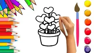 How To Draw cute Love Tree Drawing, Painting & Coloring For Kids and Toddlers_ Child Art 🐋🌈🎨