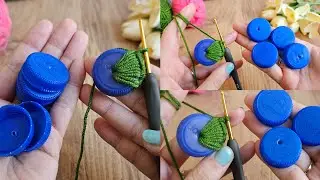 Check out what I did with plastic caps I found in the trash.great recycling idea 😍😱
