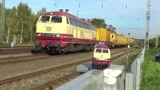 Kleine, defekte ESU 218 105 trifft in Minden auf ihr Vorbild