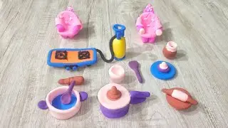 How to make kitchen 🥣🥄🍶 set with clay ☺️#diy #creativeclayideas #art #artandcraft 