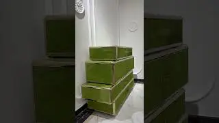 Unique Storage Cabinet: Horsehair Leather & Stainless Steel Edge 🗄️✨ #furniturefactory #furniture