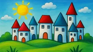 Cute Fantasy Village Drawing for Kids | Easy Step-by-Step Art Tutorial
