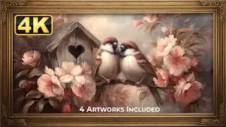 Valentine&rsquo;s Day Frame TV Art | Romantic Sparrows & Cherry Blossoms | Calm Love Ambience | 4K 1 Hour