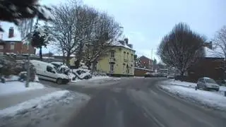 Driving In Snow Along Bridge Street, New Road, Henwick Road & Hylton Road, Worcester, England