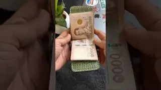 Green croc leather and brown lamb skin suede money clip wallet