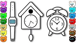 Coloring for Kids with Set of Clock - Colouring Book for Children