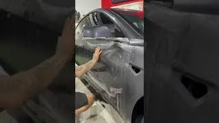 INSTALLING CLEAR BRA ON THE TESLA #shorts #tesla #clearbra