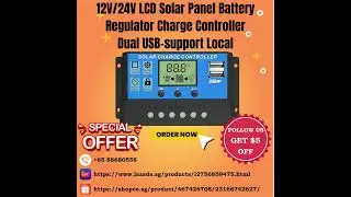 12V24V LCD Solar Panel Battery Regulator Charge Controller Dual USB support Local