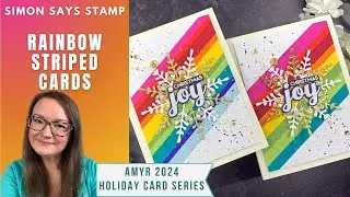 Rainbow Stripe Snowflake Cards | AmyR 2024 Holiday Card Series #19