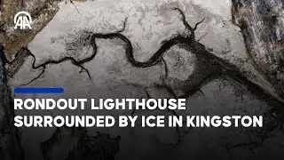 Rondout Lighthouse surrounded by ice in Kingston