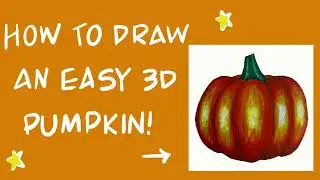Easy 3D Pumpkin Drawing with Oil Pastels &ndash; Step by Step for Beginners