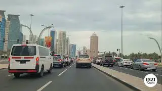 Qatar 4K | Doha Corniche | C Ring Road Drive | Rainy Doha