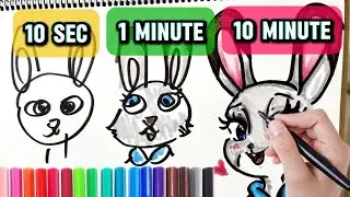 Speed Drawing Zootopia Judy in 10 Seconds, 1 Minute and 10 Minutes!