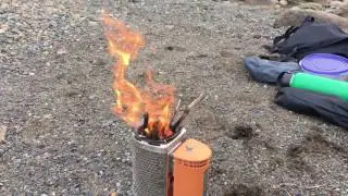BioLite stove and lunch on banks of Rough and Ready Creek
