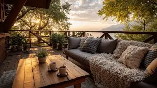 Cozy Cabin Sunset | Acoustic Guitar Music for Relaxing Coffee & Mountain Peace Vibes