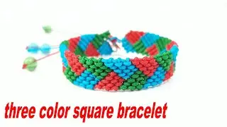 Finger Knitting Bracelet Beginners, Very beautiful three color square bracelet