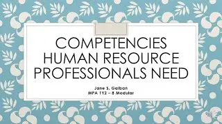 Competencies human resource professionals need