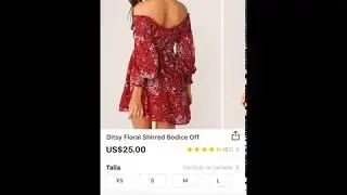 SHEIN Cross Wrap Shirred Bodice Ditsy Floral Bardot Dress