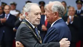 Emo&ccedil;&atilde;o e aplausos. Ramalho Eanes condecorado por Marcelo no 10 de Junho