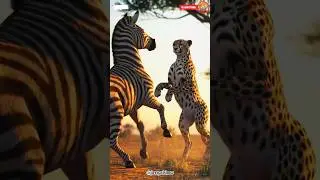 Zebra and cheetah fight video... ai cartoon animal video... #shorts #animals #fight #hybrid #ai #art