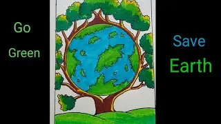 How to draw Go Green/Save earth/world environment day drawing@Artattack07 