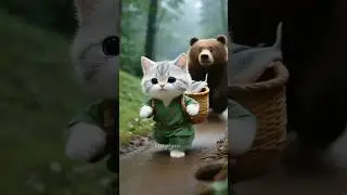 Kitten Catches Big Fish to Feed Sick Mom 🐟❤️ | Emotional Animal Story #vairalcartoon #cat #catvideos